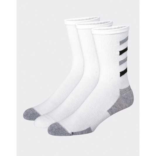Hanes Cool DRI Men's Crew Socks with Ventilation, 3-Pairs White 12-14